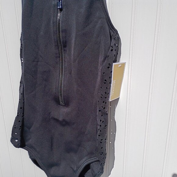 MICHAEL KORS Scuba Zip Swimsuit Womens 6 Black One Piece Bathing Suit NWT - Picture 8 of 16